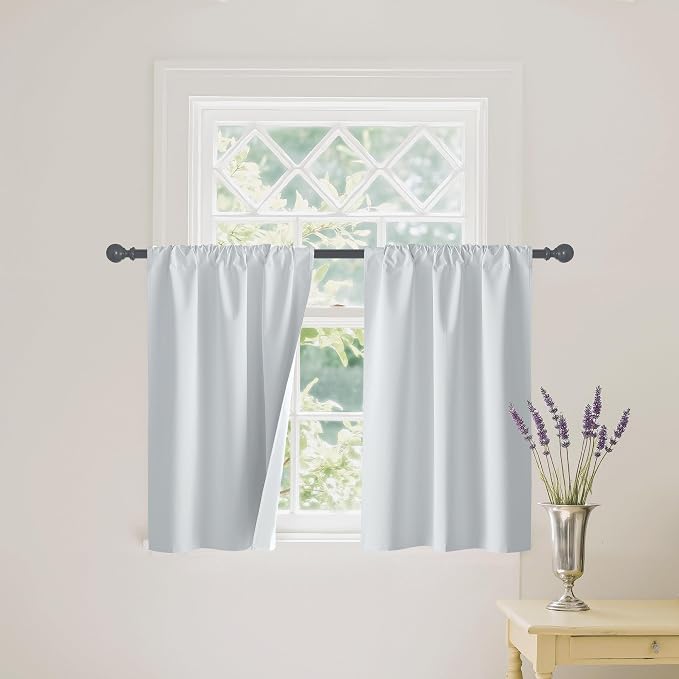RYB HOME White Short Blackout for Small Window 45 inches Length, Thermal by RYBHOME