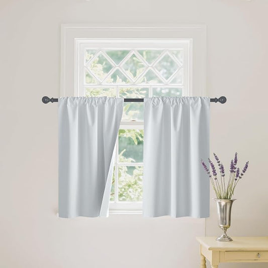 RYB HOME White Short Blackout for Small Window 45 inches Length, Thermal by RYBHOME