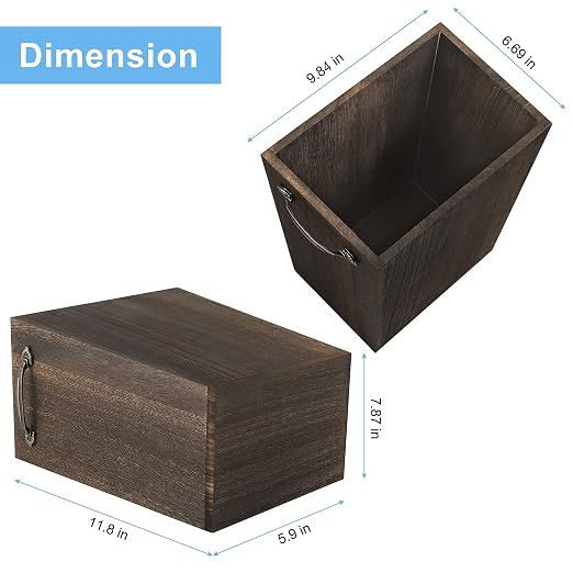 Trash Can Wastebasket Wood Garbage Container Bin - Image 4