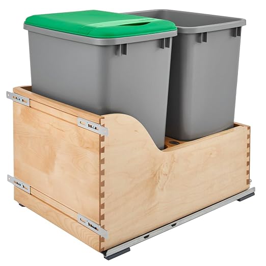 Rev-A-Shelf Pullout Trash Cans for Kitchen Cabinet, Dual 35 Qt Bins by Rev-A-Shelf
