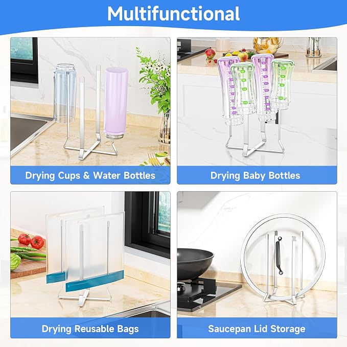 Water Bottle Drying Rack, Collapsible Bottle Rack Dryer, Stainless Steel Baby - Image 5