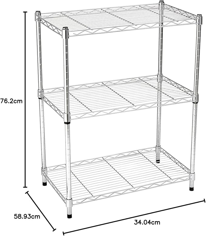 Amazon Basics 3-Shelf Adjustable Heavy Duty Steel Wire Rack Storage Shelving - Image 5