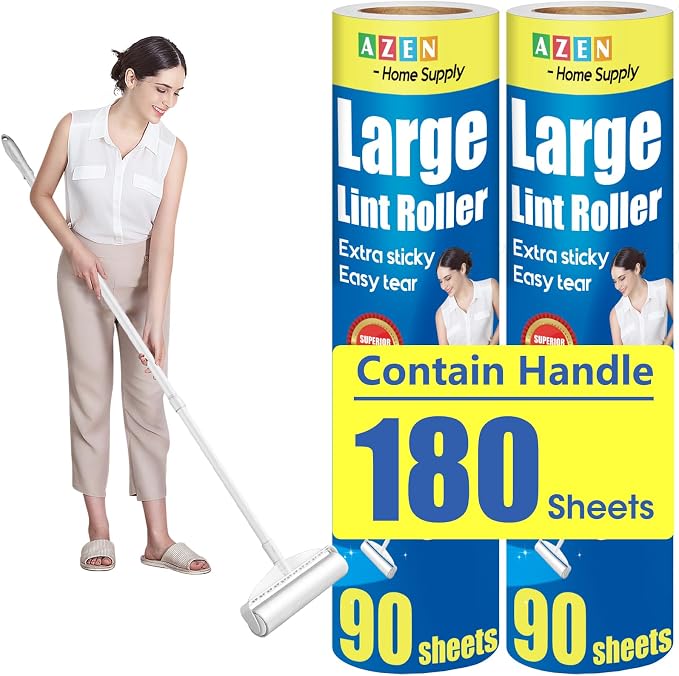 AZEN Large Lint Rollers for Pet Hair, Extra Sticky, 9.45 in Rollers for Floor by AZEN