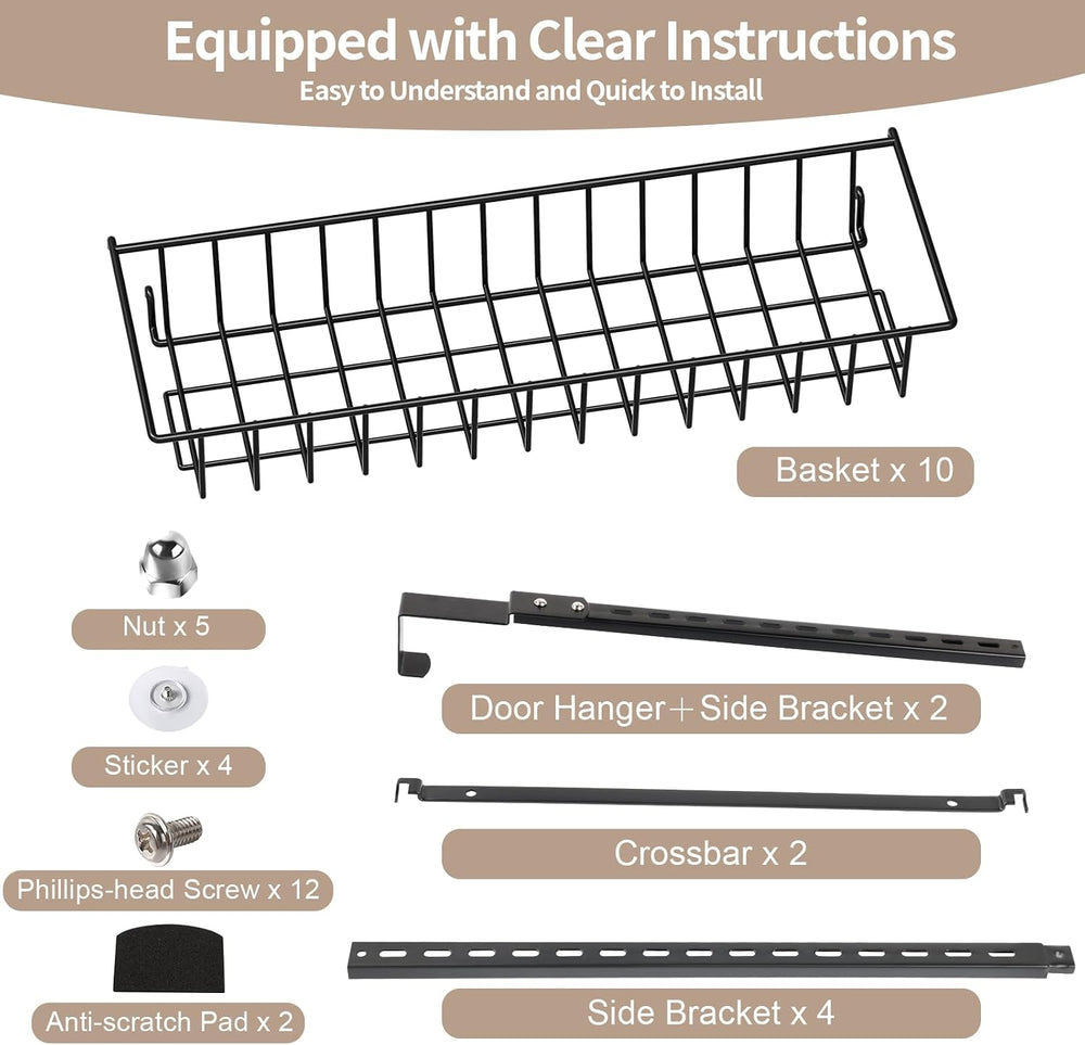 ElegantArray 10-Tier Pantry Door Organizer, Black