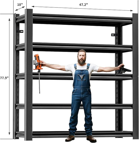 78" H 47.2" Wide 4 Piecees Garage Shelving, Thickened Heavy Duty Metal Shelving - Image 2