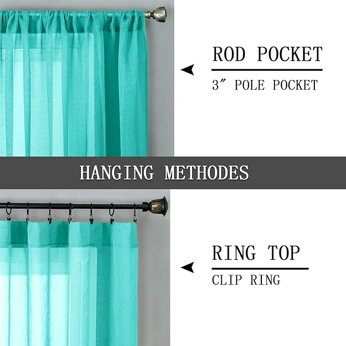 Tollpiz Short Sheer Curtains Linen Textured Bedroom Curtain Sheers Light - Image 5
