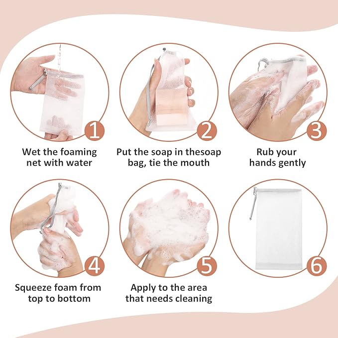 Cobahom 6 Pcs Mesh Soap Bag Mesh Foaming Net Soap Sack Bags Soap Handmade Soap - Image 4