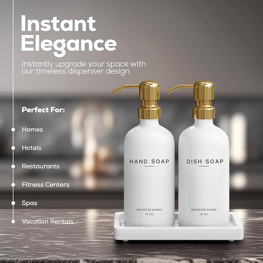 Luxury Glass Hand and Dish Soap Dispenser Set by Brighter Barns - Image 2