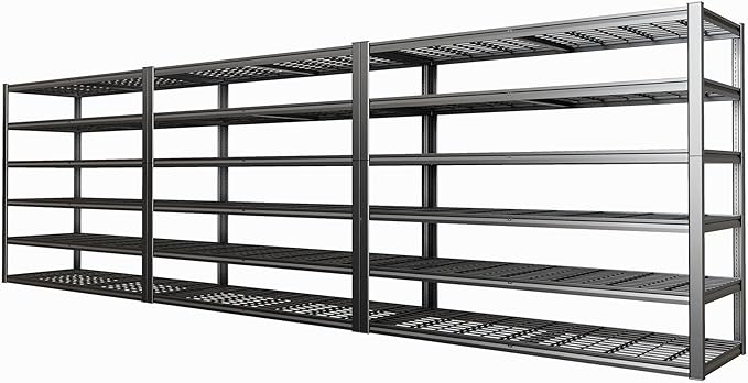 65" W Garage Shelving Heavy Duty, 6 Tier Garage Shelves, Adjustable Storage by PMKES