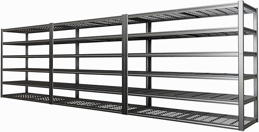 65" W Garage Shelving Heavy Duty, 6 Tier Garage Shelves, Adjustable Storage by PMKES