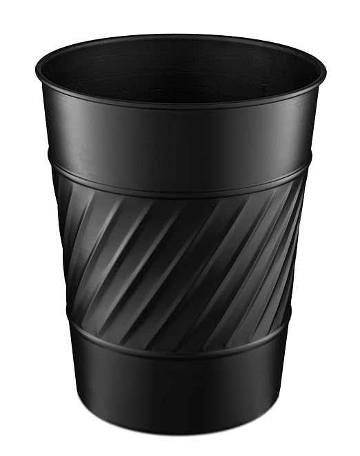 Monarch Abode Black Handcrafted Wave Embossed Metal Wastebasket by MonarchAbode