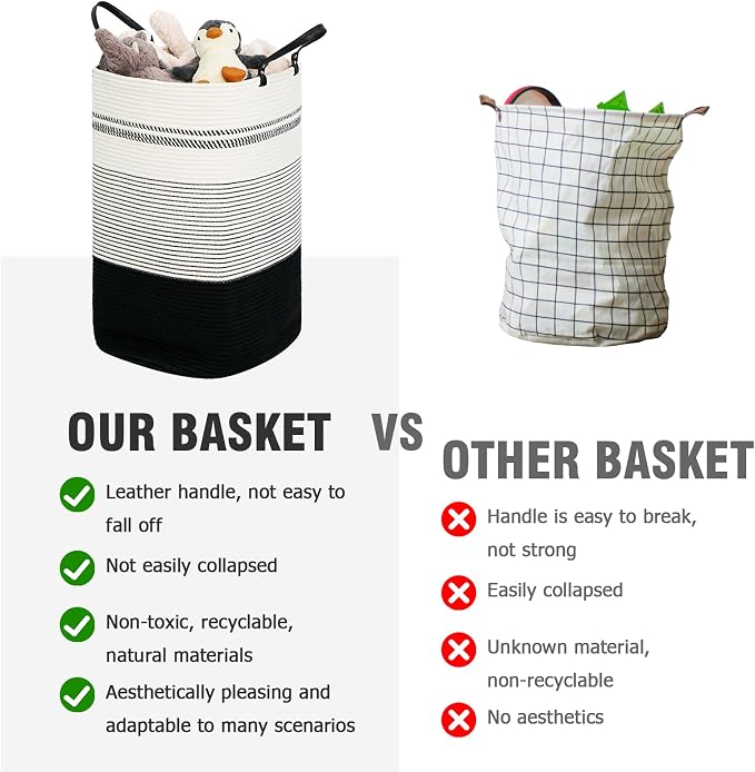 danpinera 100L Nursery Hamper, Tall Woven Laundry Basket - Image 5