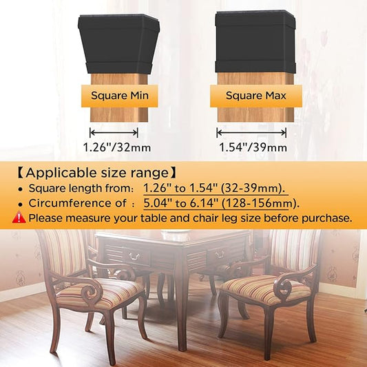16 PCS Square Chair Leg Floor Protector, Silicone Chair Leg Cover, Furniture - Image 2