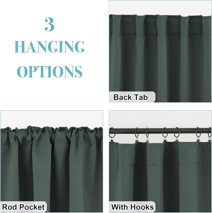 RYB HOME Small Window Curtains Blackout, Privacy Thermal Insulating Drapes - Image 3