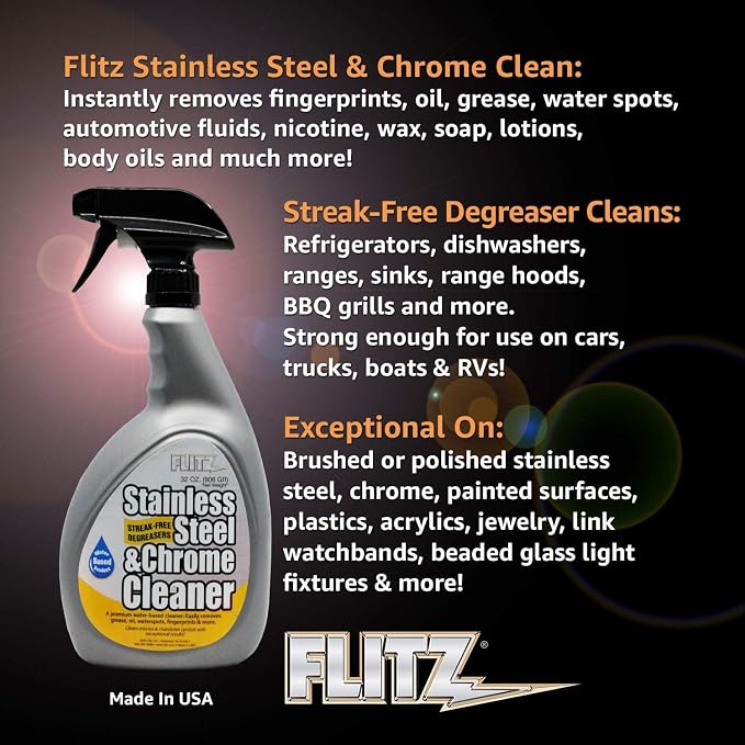 Flitz Stainless Steel & Chrome Clean - 32oz Bottle - Image 2