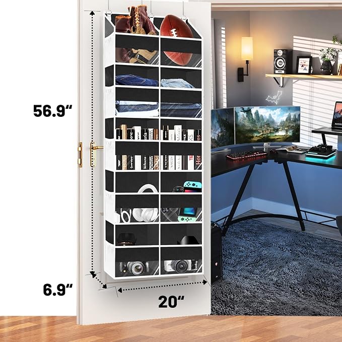 Over the Door Organizer 5 Tiers, Extra Large Behind Door Storage of 10 - Image 5