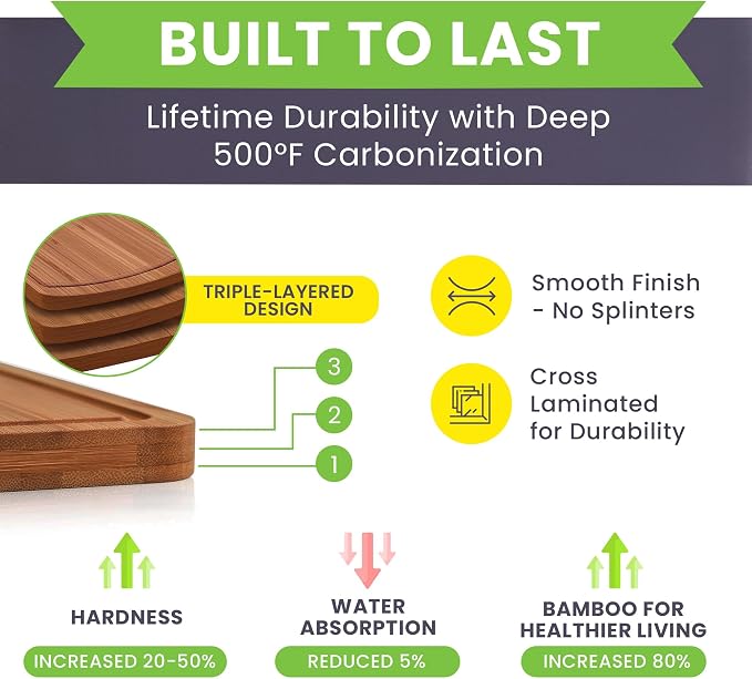 Bamboo Wooden Cutting Board Set of 3 - Image 3