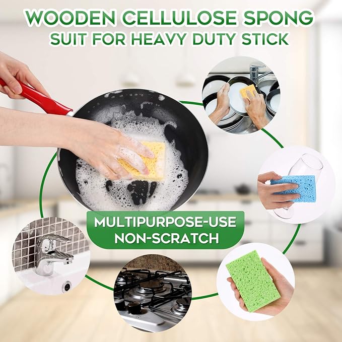 Compressed Cellulose Kitchen Sponges 24Pack, Non-Scratch Biodegradable Natural - Image 5