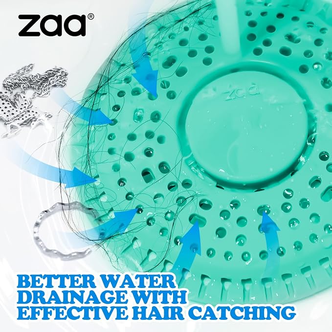 zaa Shower Drain Hair Catcher, 2 Pack Premium Silicone Drain Protector & Shower - Image 2
