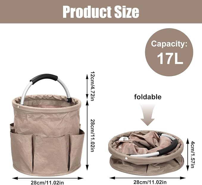 Qivine 17L Cleaning Caddy with Handle, Cleaning Supply Caddy Foldable Cleaning - Image 2