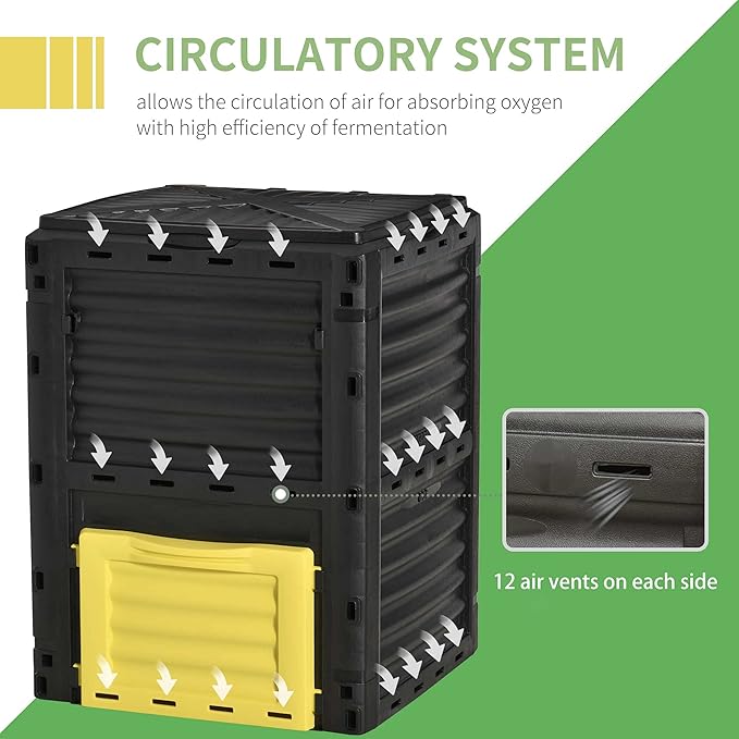 Outsunny Garden Compost Bin 80 Gallon Outdoor Large Capacity Composter Fast - Image 5