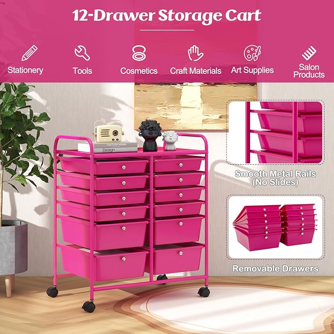 GOFLAME 12-Drawer Rolling Storage Cart, Mobile Utility Cart - Image 4