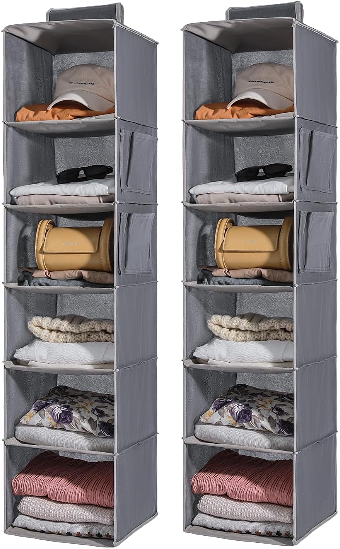 2 Packs Hanging Closet Organizer Storage, 6-Shelf Hanging Shelves by WelcometoYRCBEHFU
