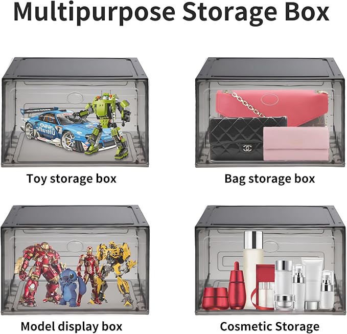 Large Shoe Boxes Clear Plastic Stackable, 8 Pack Drop Side Shoe Storage Boxes - Image 4