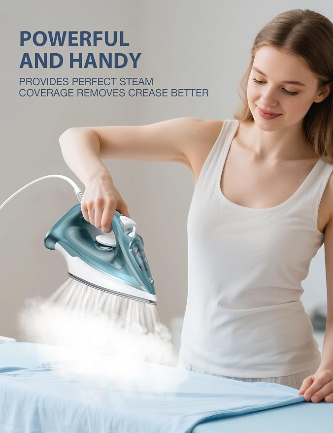 Sundu 1500W Steam Iron for Clothes, Ceramic Nonstick Soleplate for Fast Smooth - Image 7
