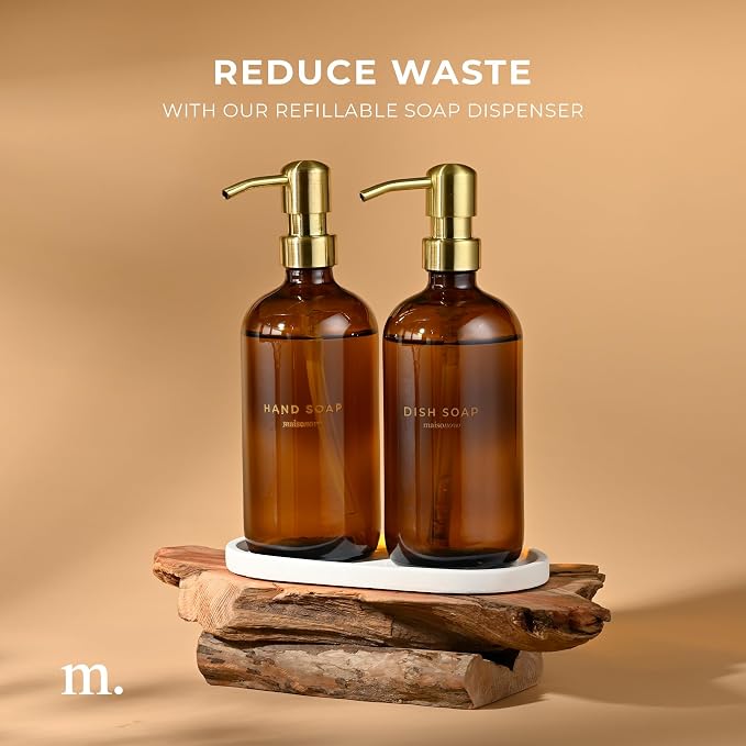 MaisoNovo Soap Dispenser 3-Piece Set | 16.9oz Amber Bottles - Image 6