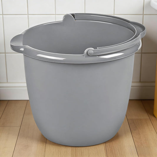 10 Qt. Spout Pail Classic Titanium, Gray Plastic Bucket with Pour Spout & Comfort Grip Handle, Ideal for Household Cleaning, Mopping, Washing Cars and Gardening