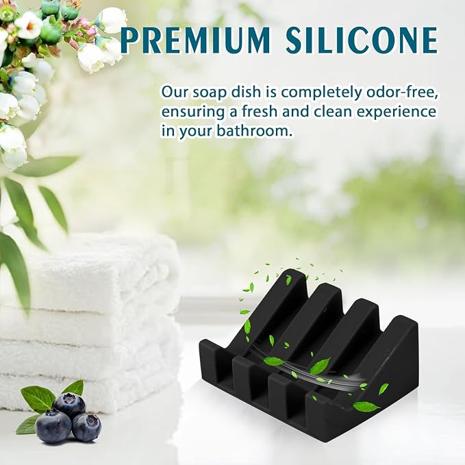 Silicone Soap Dish for Bar Soap Holder for Shower Bathroom Self Draining - Image 6