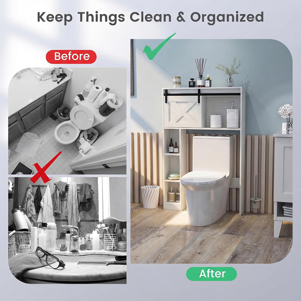 GIANTEX Over The Toilet Storage Cabinet - Freestanding Bathroom Organizer wit...