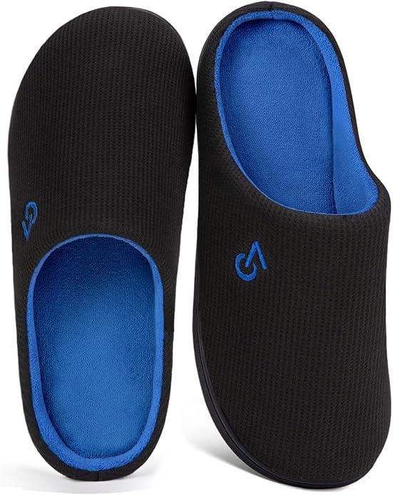 VeraCosy Men's Two-Tone Memory Foam House Slippers Indoor Outdoor Durable by VeraCosy