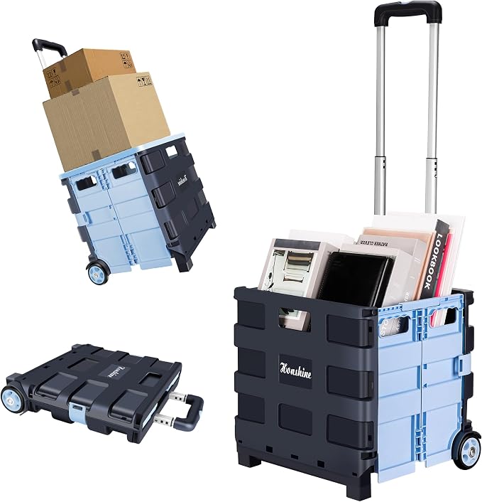 Collapsible Rolling Crate on Noiseless Wheels: Portable Utility Cart by Easterville