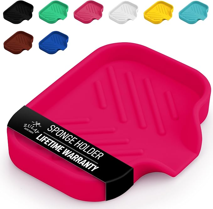 Zulay Kitchen Small Silicone Sponge Holder – Space-Saving Sink Organizer Tray by ZulayKitchen