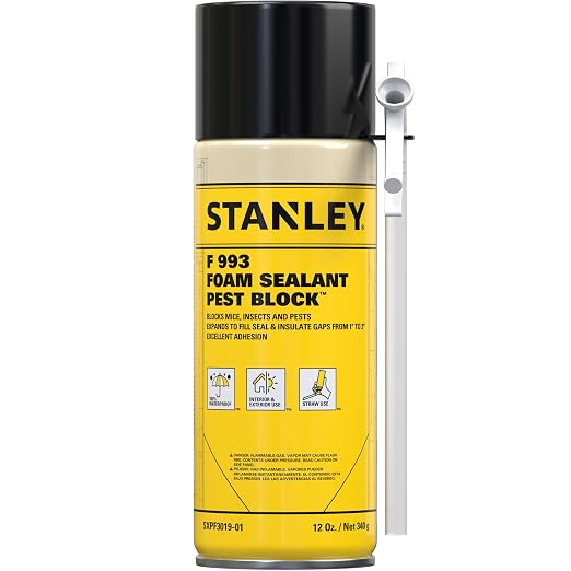 Stanley F993 Expanding Foam Sealant Spray – Gaps & Cracks Filler, PestBlocker by STANLEY