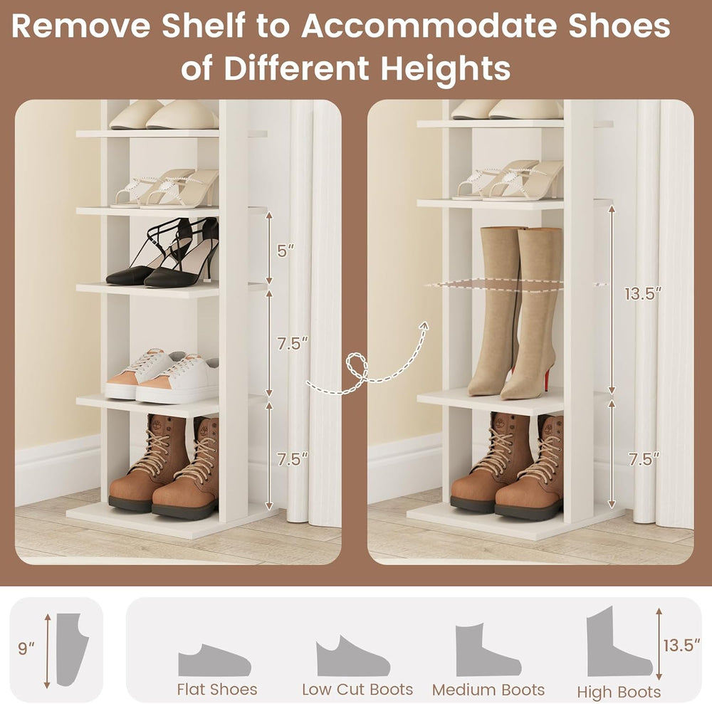 Tangkula 8-Tier Vertical Shoe Rack, Space-Saving Corner Shoe Organizer for 7 ...
