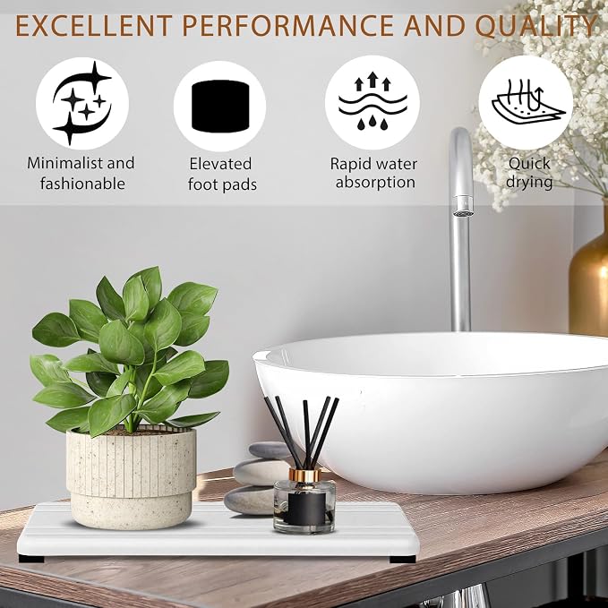 3PCS Water Absorbing Stone Tray, DryingNeat Diatomite Stone Sink Tray, Instant - Image 4