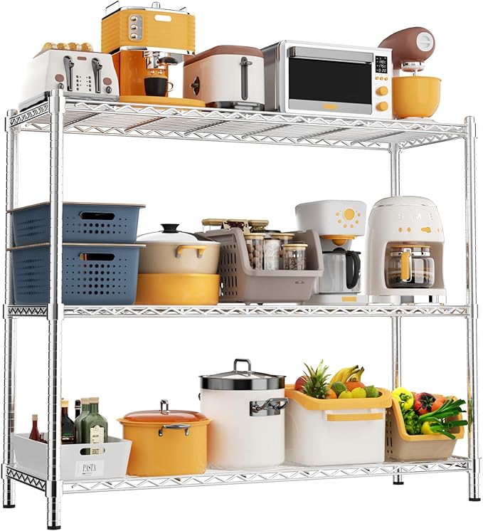 Storage Shelves, 3-Tier Adjustable Metal Industrial Utility Shelf Rack by Unknown