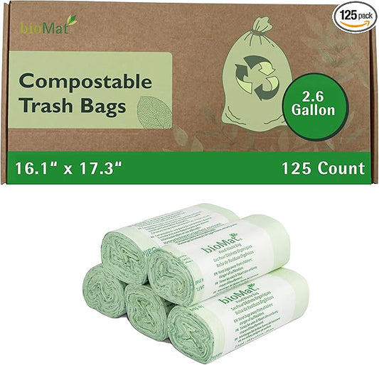 bioMat 2.6 Gallon Compostable Trash Bags, Compost Bags by VisitbioMat