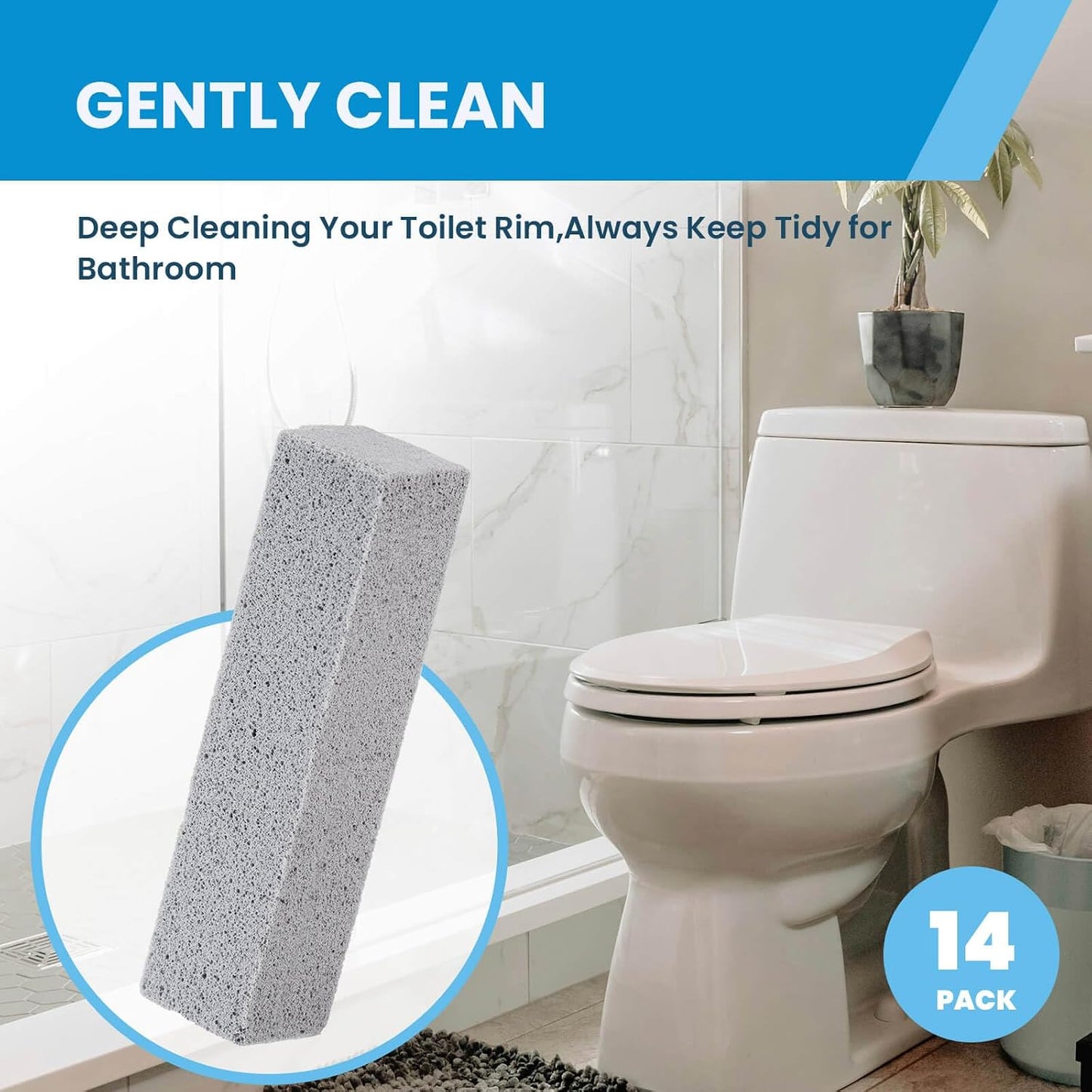 Riuja 14 Pack Pumice Stone Toilet Bowl Cleaner, Pumice Stone for Cleaning | Pumice Scouring Stick Removes Limescale, Hard Water Stains & Rust from Toilets, Tubs, Grills, Pools and More