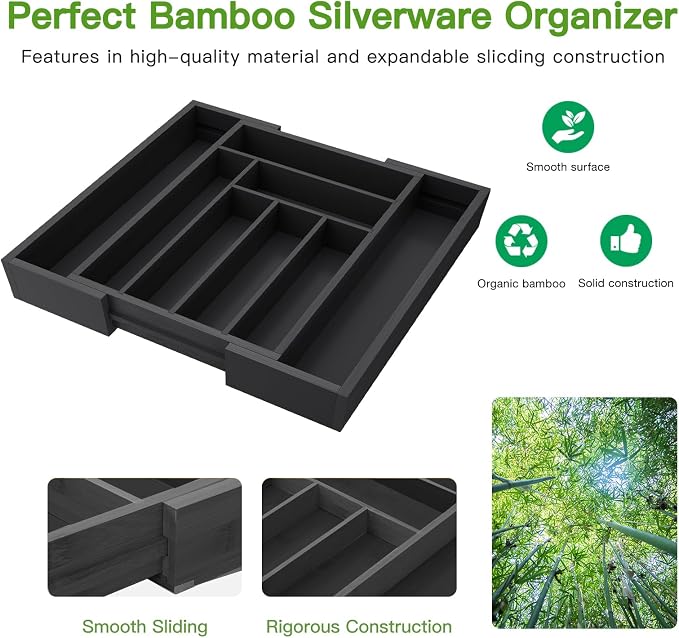 Pipishell Bamboo Expandable Drawer Organizer - Image 5