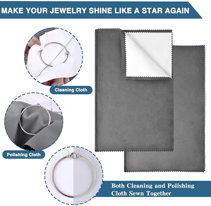 SEVENWELL 4pcs Jewelry Polishing Cleaning Cloth Large 10'' x 12'' - Image 2
