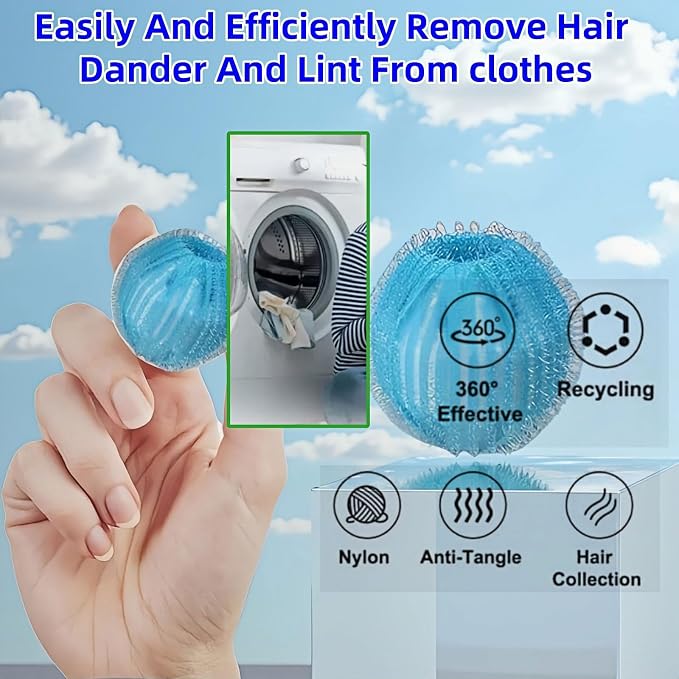 12 PCS Pet Hair Remover for Laundry & Dryer, Reusable Laundry Lint Catcher - Image 5