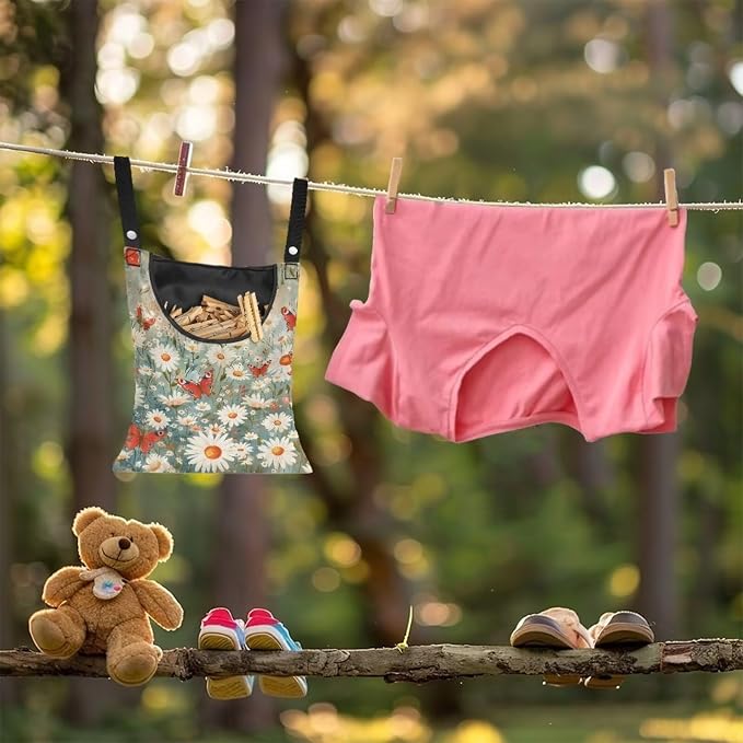 Daisy Clothespin Bag Butterfly Laundry Hanging Storage Organizer Clothes Pin - Image 4