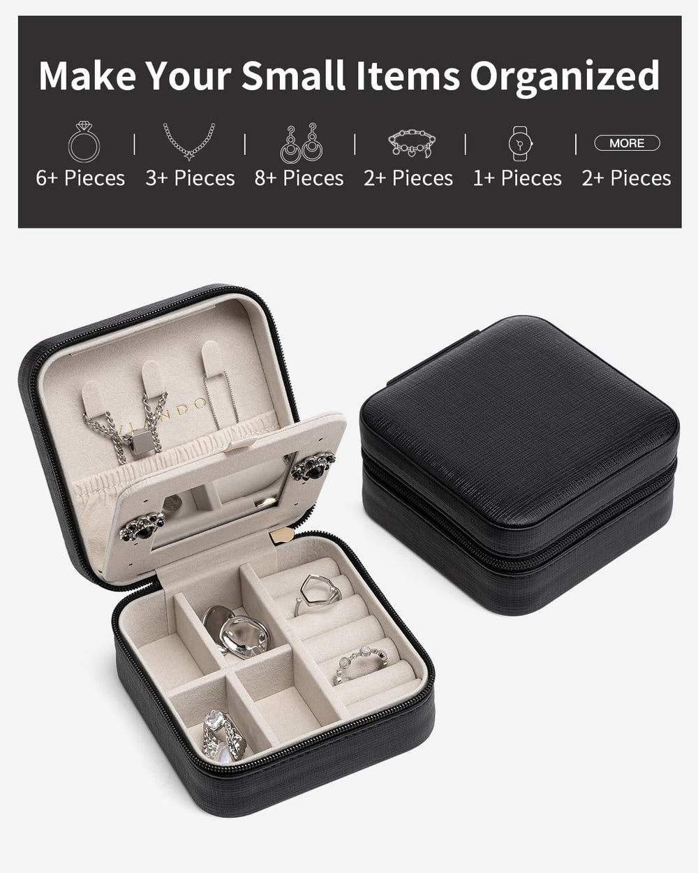VLANDO Travel Jewelry Box, Small Jewelry Travel Organizer Case for Girls Wome...