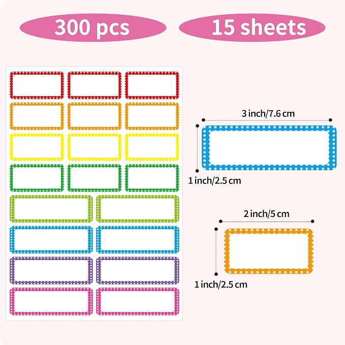 Removable Colored Labels Stickers, Self-Adhesive Rectangular Stickers Star - Image 2