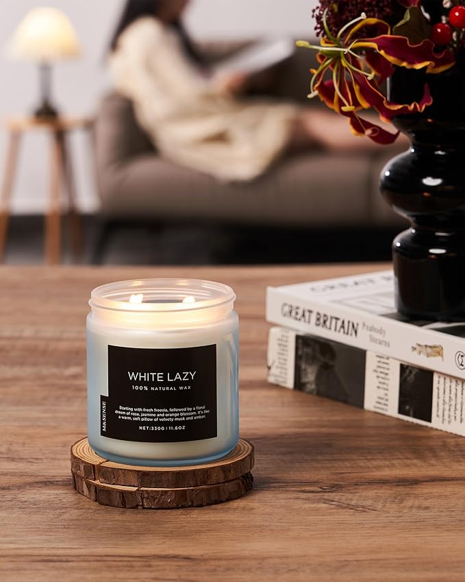M&SENSE Jasmine & Clean Cotton Spring Scented Candle, 11.6oz Aromatherapy Gifts - Image 7