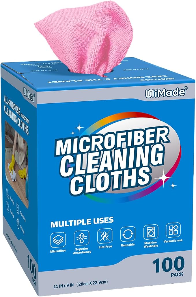 Microfiber Cleaning Cloth, 100 Sheets Microfiber Towels by Unimade